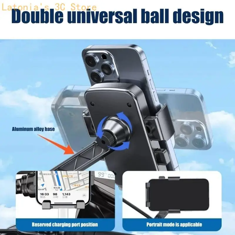 Telefon Halter Lenker/Rückspiegel Montiert Drehen Telefon Cradles Stoßfest Ständer Halter für Roller E-Bike X3UB – Detail 2