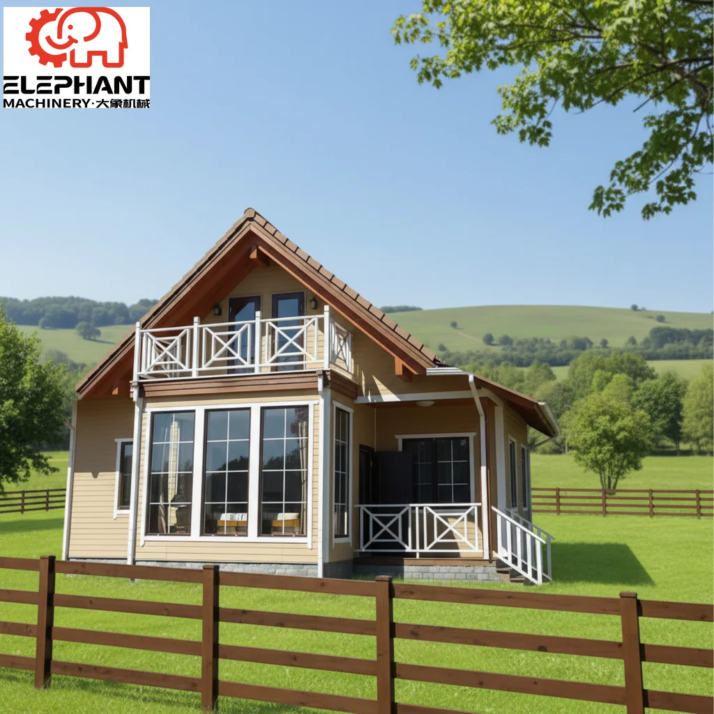 Luxury Modern Prefabricated Villa Apartment House with Light Steel Frame Balcony Wooden Floor and Energy Efficient Design