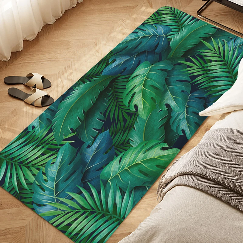 

Tropical Leaf Pattern Bedroom Rug Slip-resistant Custom Doormat Entrance Door Kitchen Porch Foot Mat Non-slip Corridor Carpet