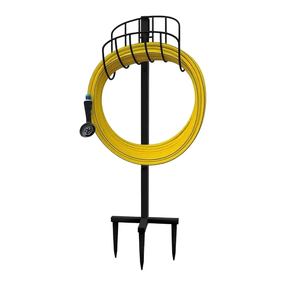 Garden Hose Stand Built for Durability with Rust Resistant Black Lacquer Finish Suitable for Sun Rain and Snow