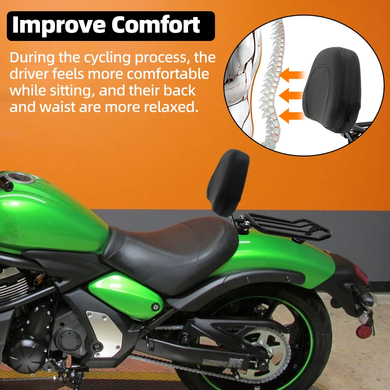 Motocycle Detachable Luggage Rack Rear Passenger Seat Backrest For Kawasaki Vulcan S VN EN 650 VN650 EN650 2015-2023