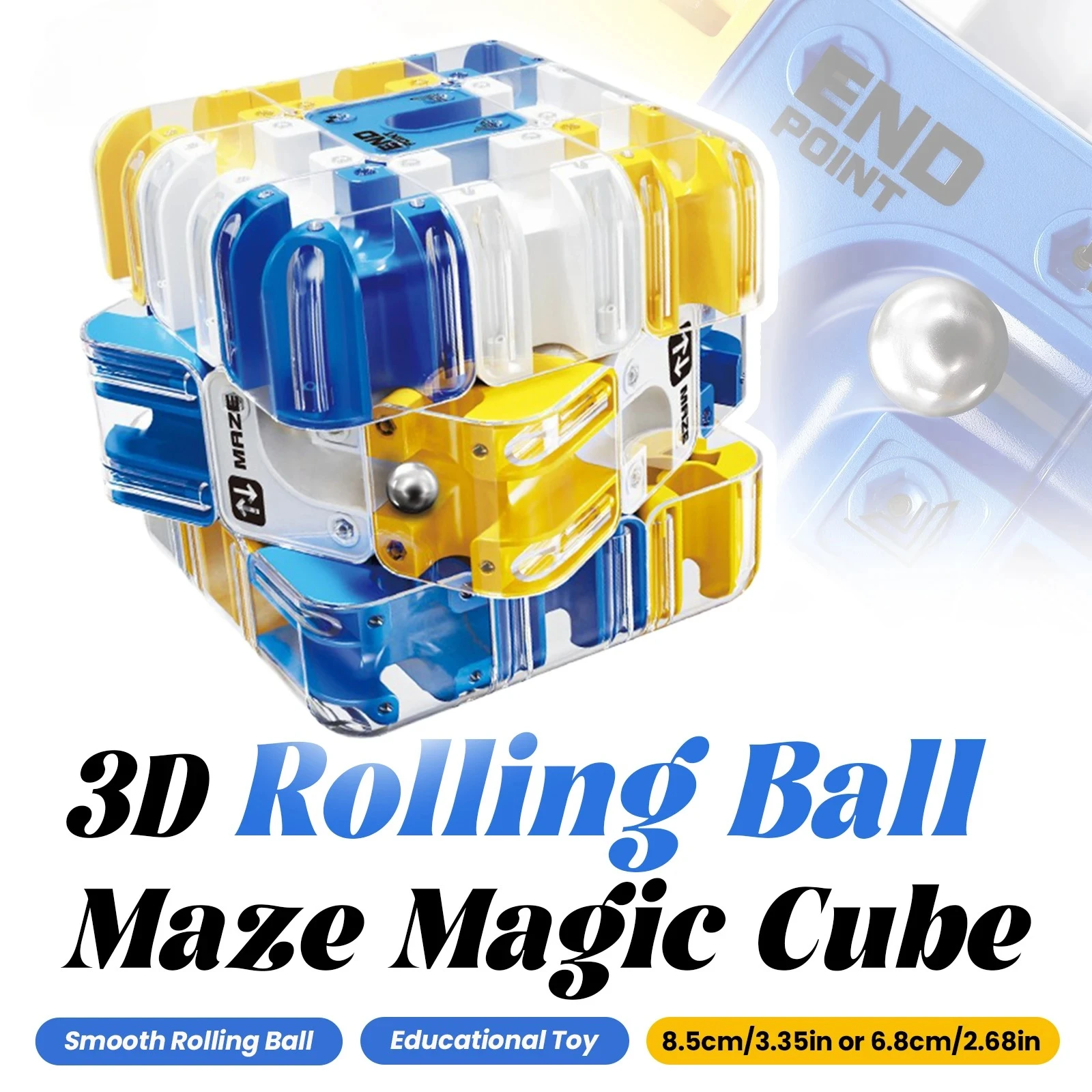 

3D Rolling Ball Maze Cube Educational Stress Relief Puzzle Toy, Perfect Birthday Christmas Gift for Kids