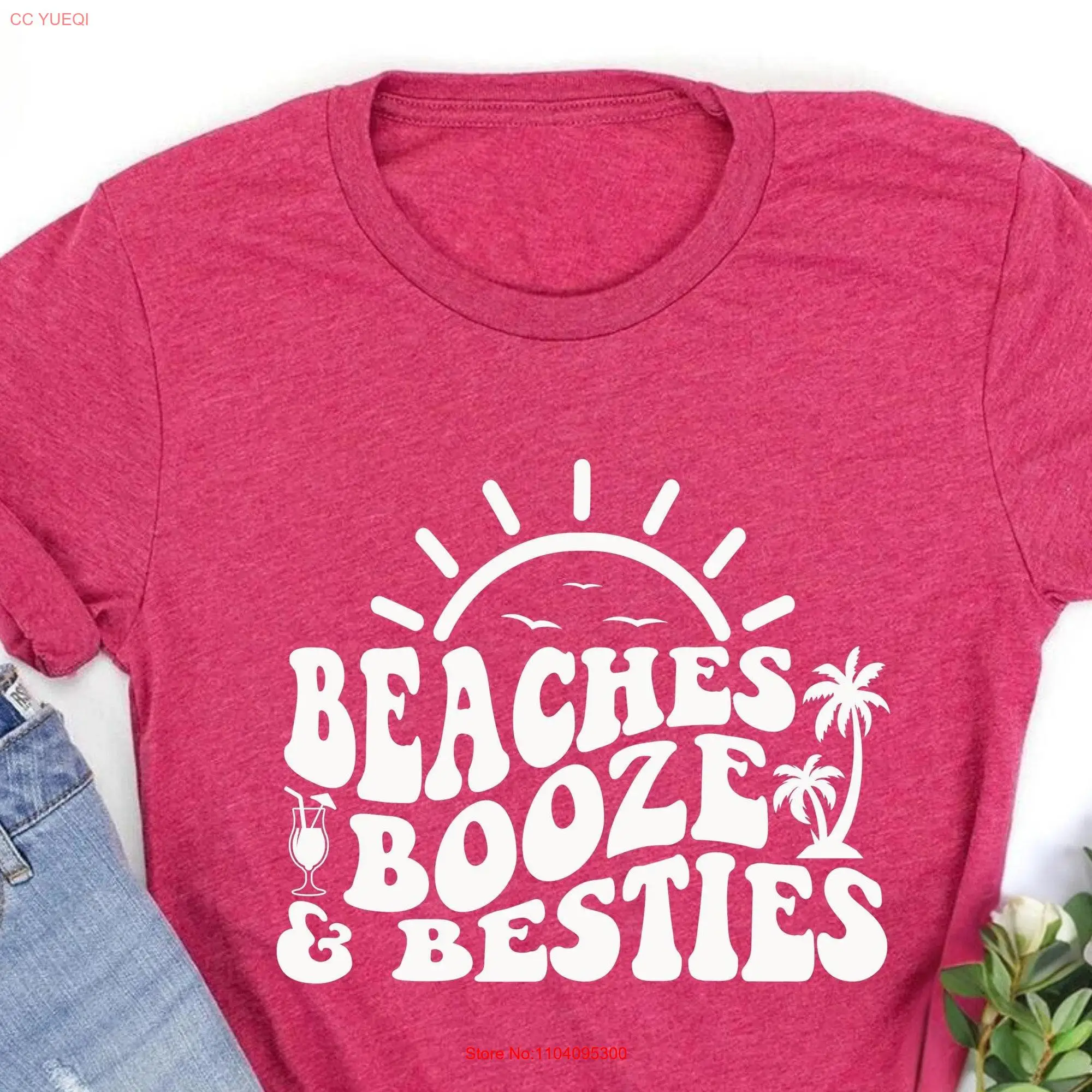 Boots Booze and Besties T Shirt Bachelorette Party Funny Summer Beach Vacation long or short sleeves