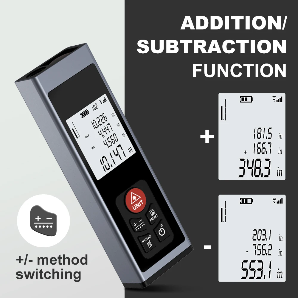 Nohawk Mini Laser Measuring Tool Range Compact Laser Distance Meter with TYPE-C Rechargeable Aluminum Alloy Shell Multiple Modes