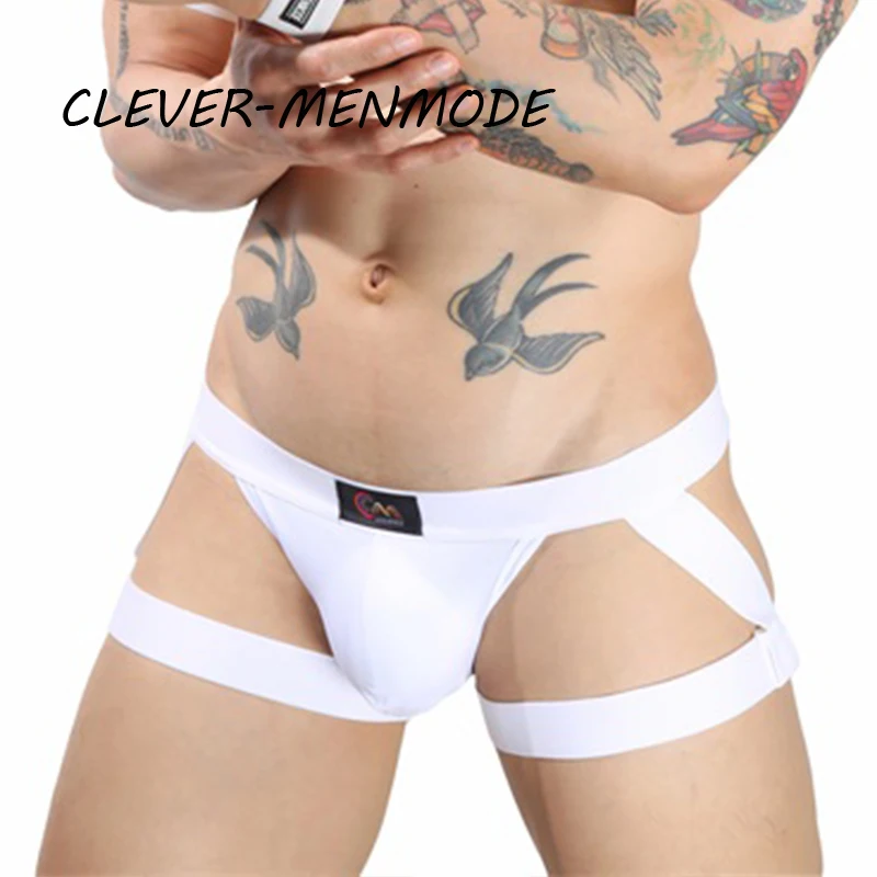 CLEVER-MENMODE Sexy Strap Underwear Briefs Men's Sexy Comf Bikini Thigh Suspender Trunk Shorts Underwear Underpants