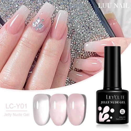 Imagen 2 del producto LILYCUTE 7ml Jelly Nude Rosa melocotón Gel esmalte de uñas Primavera Verano transparente manicura remojo UV colorido Nail Art Gel barniz
