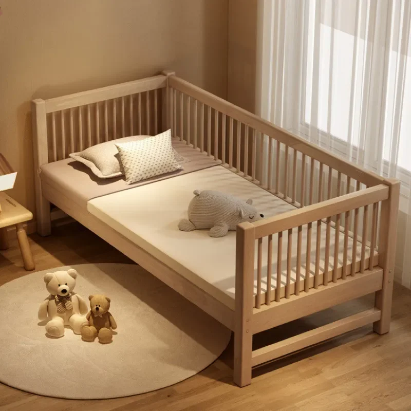 Solid Wood Children Bed Splicing Crib to Large Bed Artifact Bedside Widened Single Bed for Boys and Girls