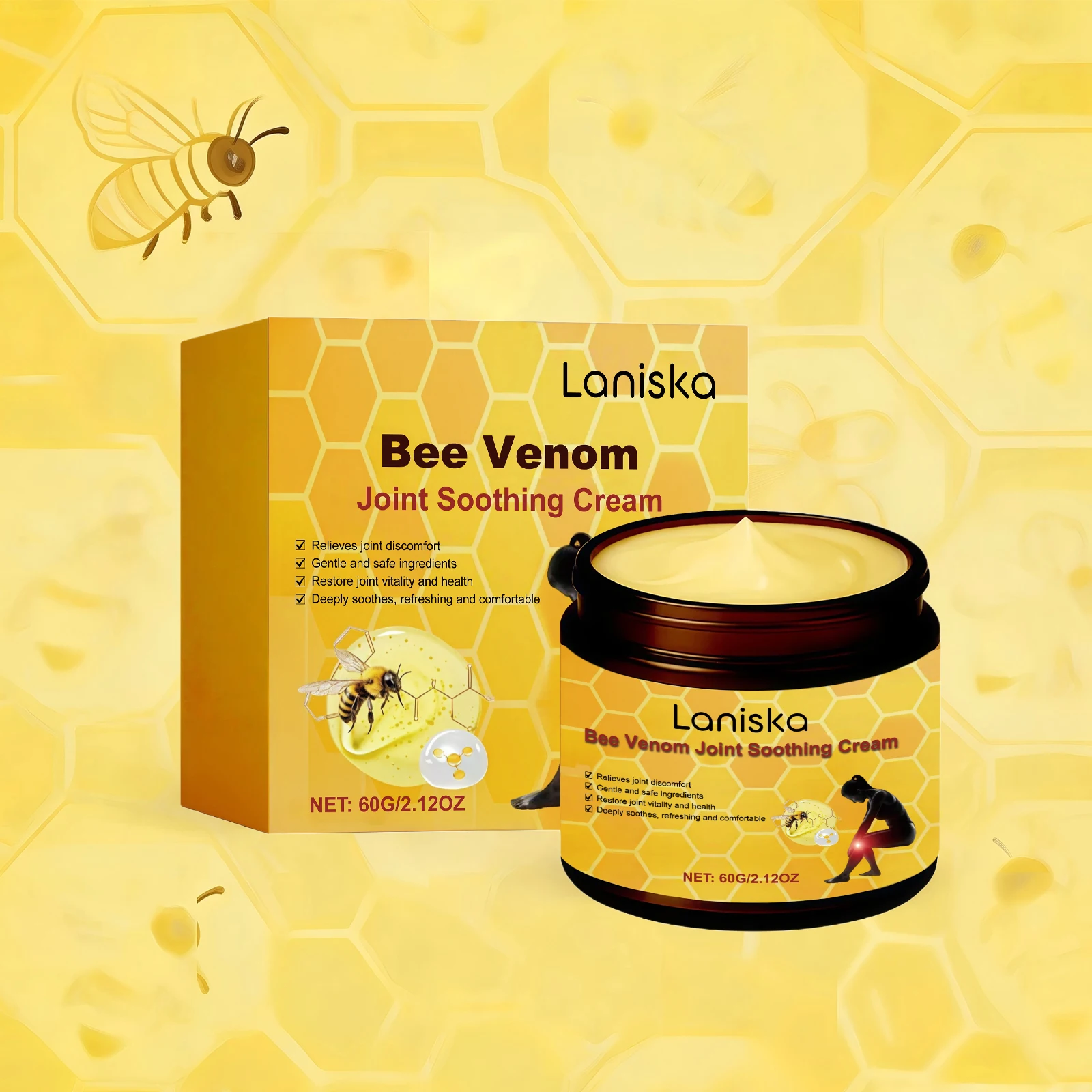 Bee Venom Joint Soothing Cream for Shoulders, Neck, Waist, And Legs Multi-part Moisturizing Non-sticky Body Care Massage Cream