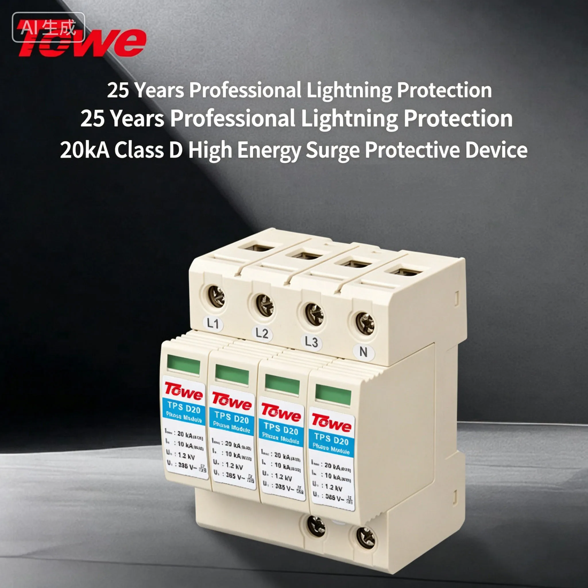 Towe SPD Type 3 Surge Protective Device 20kA DIN Rail Protector Arrester 275V 1P+N 2P 3P 4P for House Distribution Board