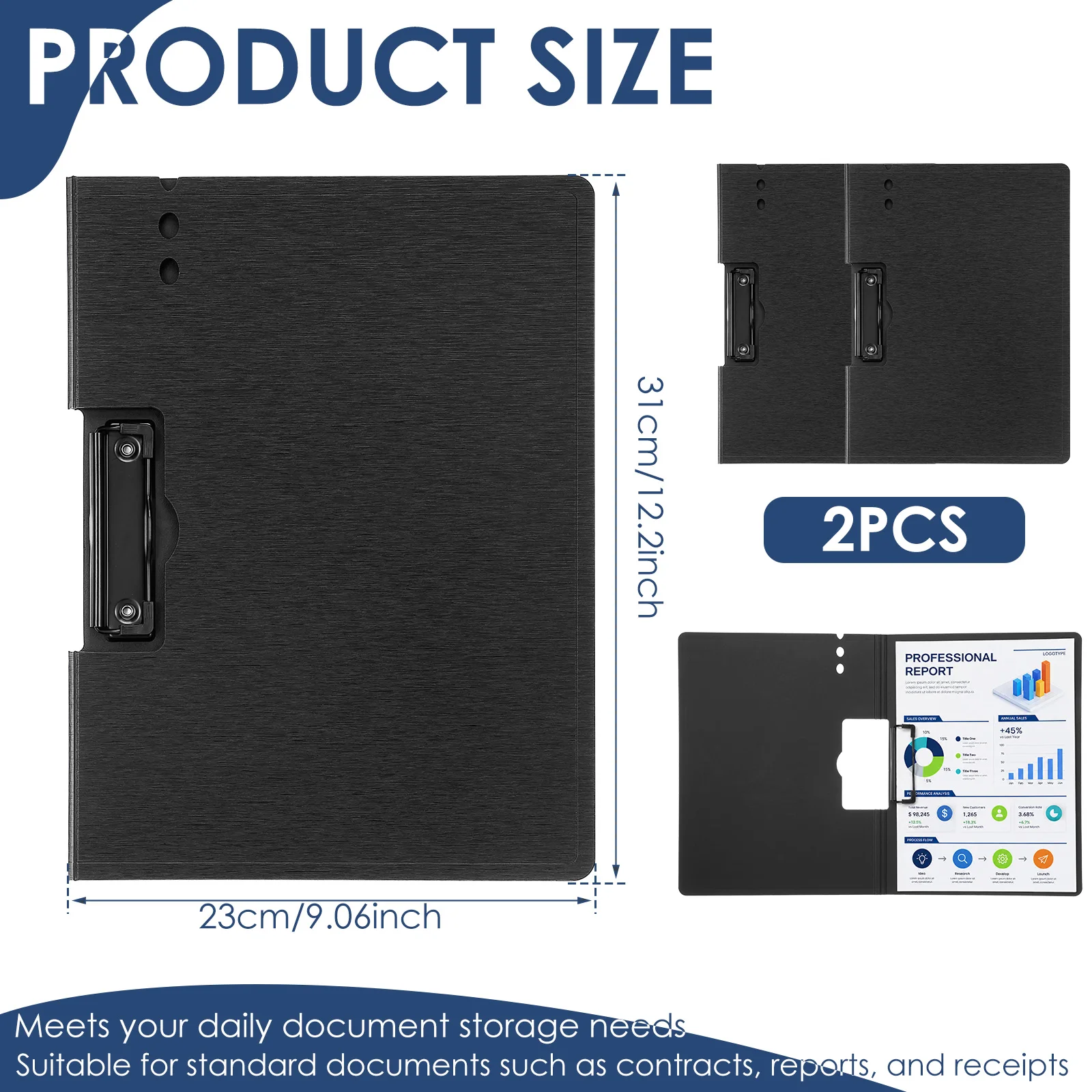 2Pcs A4 File Folder Foldable Document Organizer File Paper Holder for School Stationery Supplies Business Office File Storage