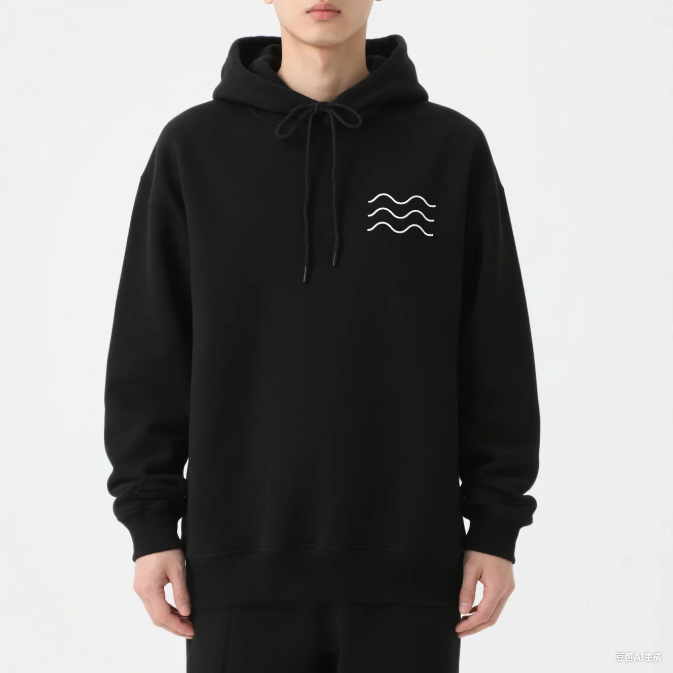Wavy line printed hoodies for both men and women and pullovers with drawstrings are fashionable330G heavy-duty hooded sweatshirt