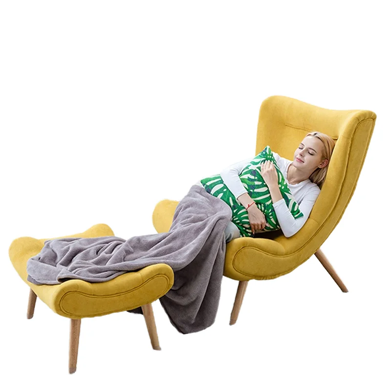 

Modern Living Room Leisure Reclining Fabric Sofa Chair with Foot Stool for Bedroom Hotel Apartment Balcony Use