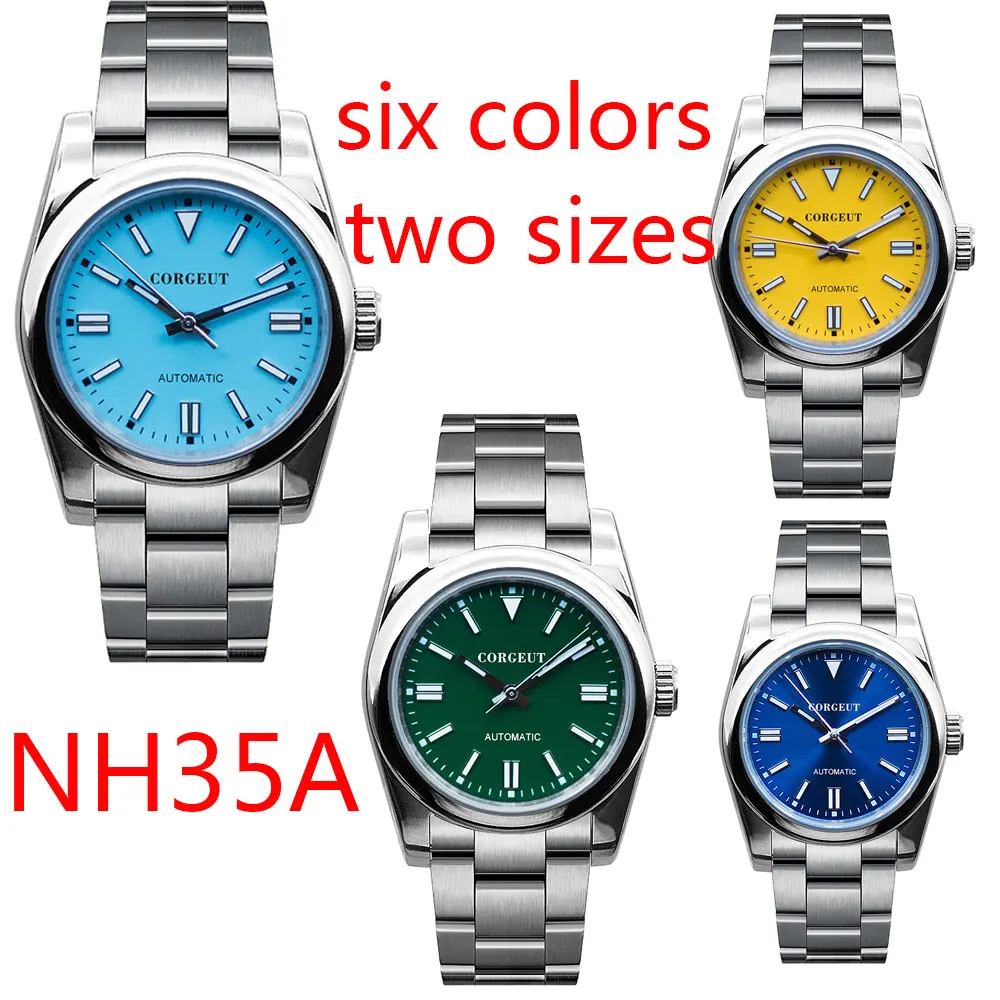 36/39mm Corgeut Relogio Masculino Custom logo  Sapphire Crystal Automatic Men\'s Watch Japan NH35 Miyota Movement Green Luminous