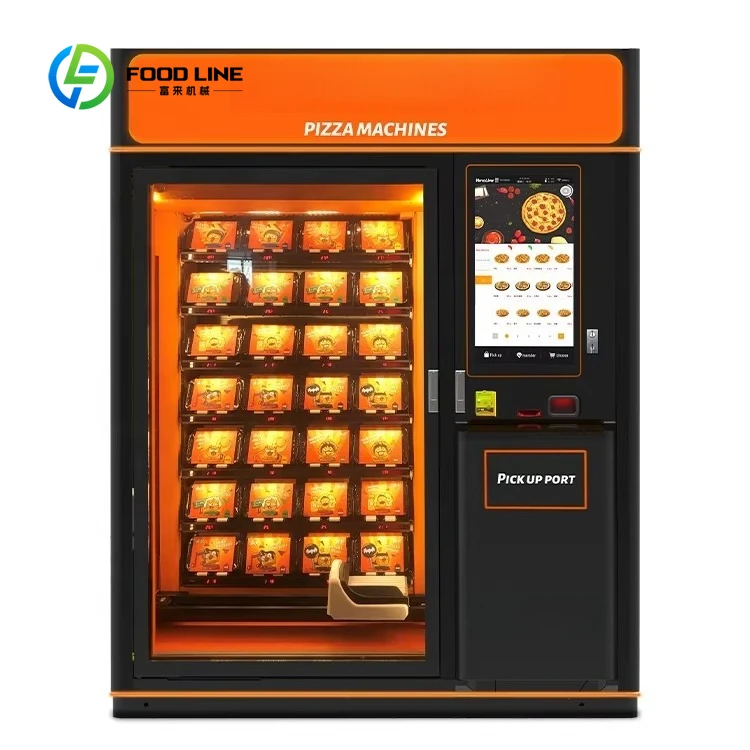 Customized Professional Fully Automated 24 hour Self Service Smart Touch Screen Pizza Bread Hot Food Vending Machine