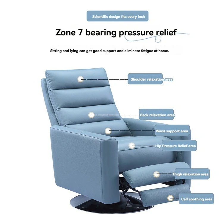 Modern simple retractable lazy lounge chair 360 degree rotation adjustable leather upholstered high density sponge filled lounge