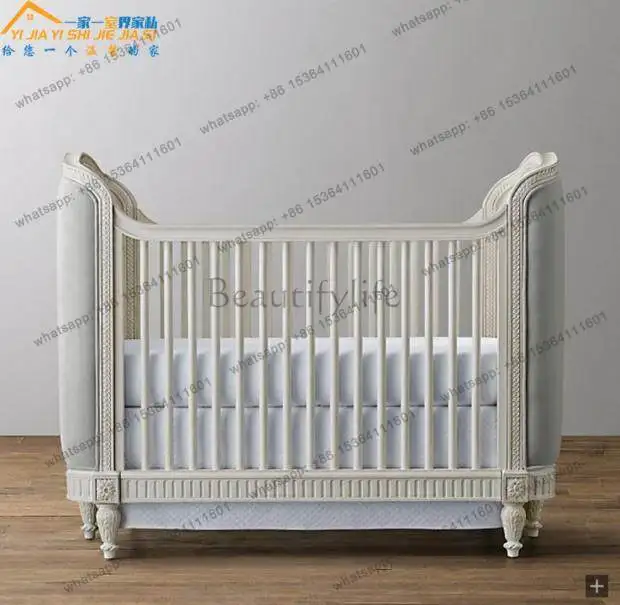 Retro modern American solid wood bed French engraved soft bag solid wood environmental protection bed customization