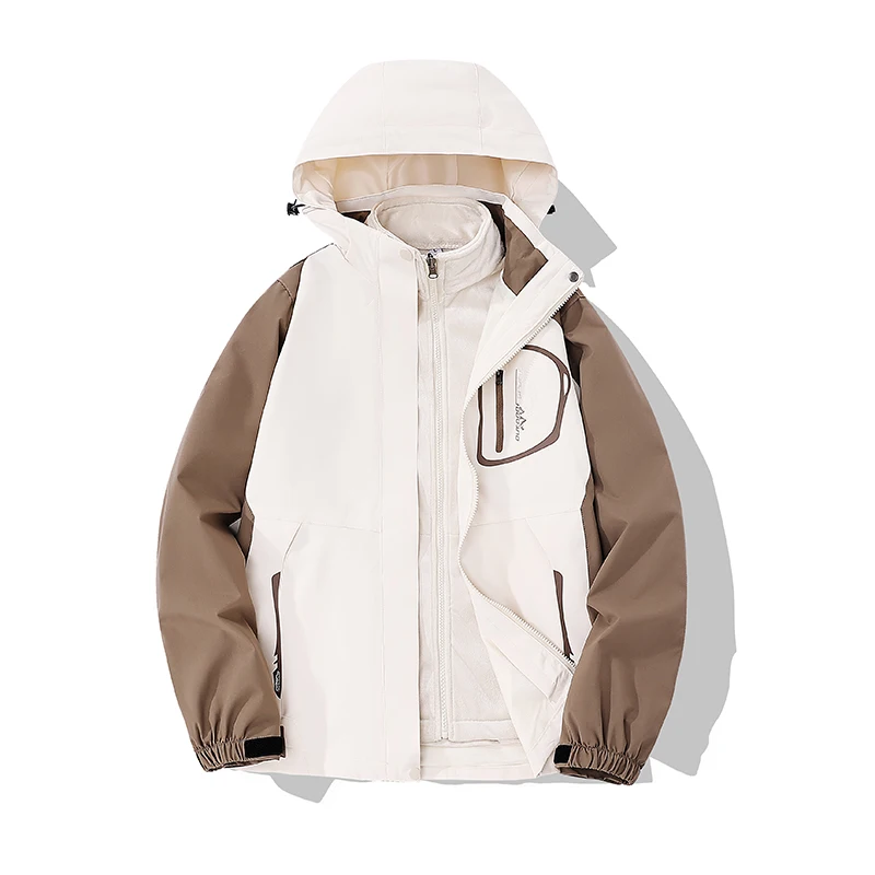 

High Quality Outdoor Leisure Three in One Jacket for Autumn Winter Comfortable Versatile Fashionable Trendy Splicing Jacket