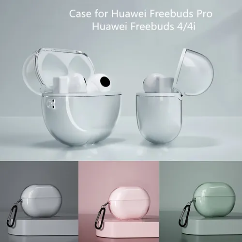 Imagen 1 del producto Funda transparente para Huawei Freebuds Pro/Freebuds 4i, funda de silicona suave de lujo de TPU con llavero para Freebuds4 Free buds pro