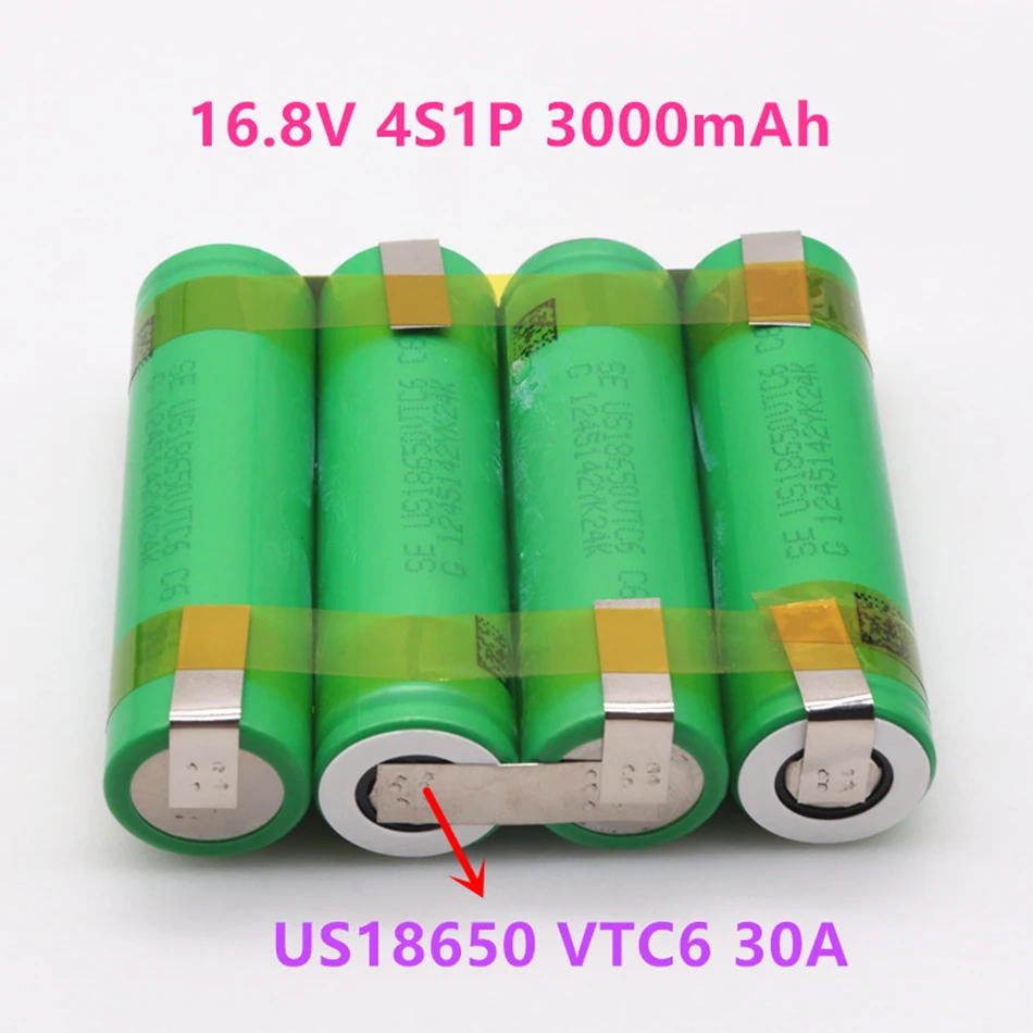 12V US18650 VTC6 3S1P Battery Pack 30 amps for 12.6v Screwdriver Battery Weld Soldering Strip Series Connection (customize)