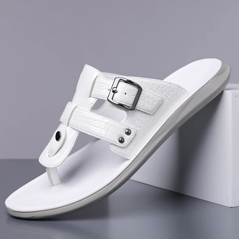 Men's Casual Stripe Toe-Themed Sandals with Belt Buckle Anti-Slip Wear-Resistant Breathable Everyday Outdoor Beach Shoes-2568 view 4