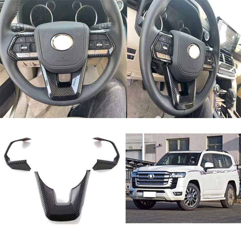 

For Toyota Land Cruiser 300 Lc300 2022 2023 2024 Steering Wheel Switch Button Frame Cover Trims ABS Carbon Fiber