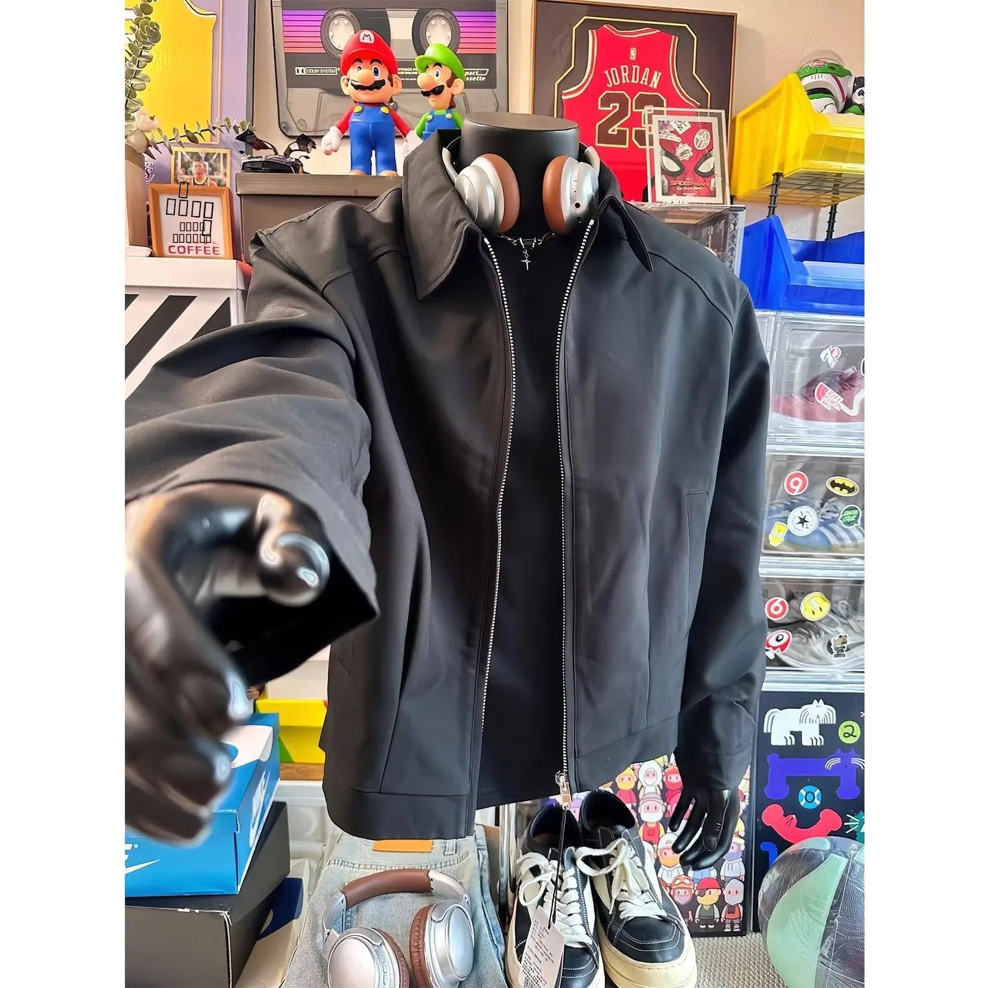 

Bla American Cleanfit oulder Pad Men's Jaet Cool Haome High-End ort Wide Retro Collar Adstrative Jaet