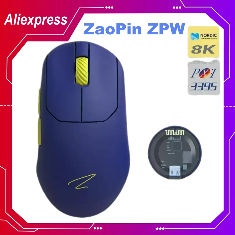 

ZAOPIN ZPW Max Wireless Tri-mode Mouse Lightweight Nordic 52840 PAW3395 PAW3950 8K Receiver Custom PC Esports Laptop Gaming Mice