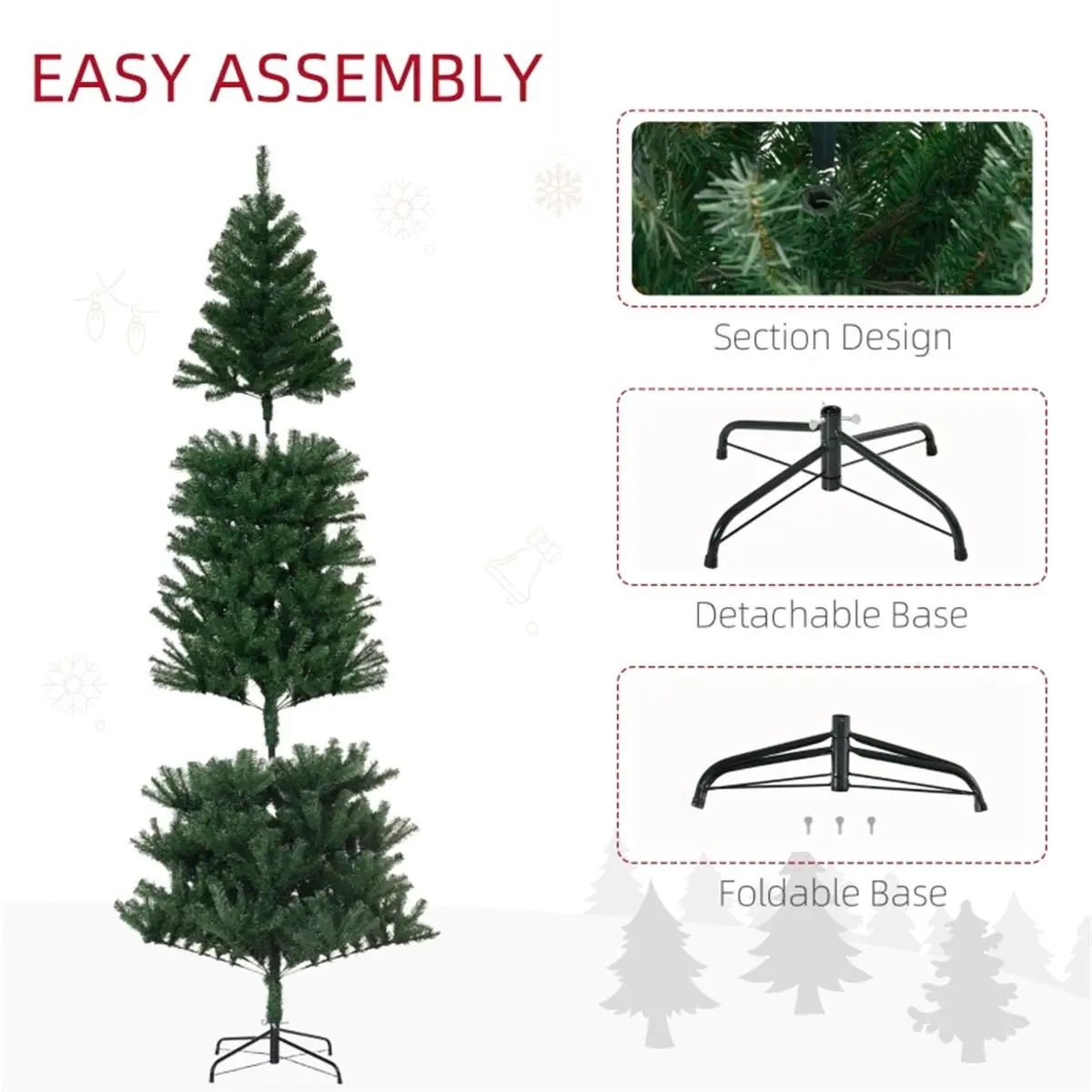 8ft Pre-lit Christmas Tree - Festive Holiday Decor for Home & Office, Easy Setup & Realistic Look