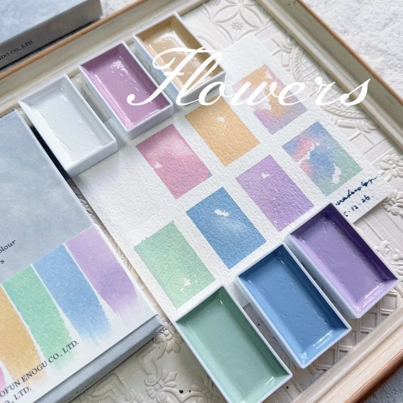 

Япония MoYunTang однотонный акварельный пигмент, оригинальный набор из 6 цветов, цвет макарон, большая сковорода, акварельный пигмент, товары для рукоделия художника