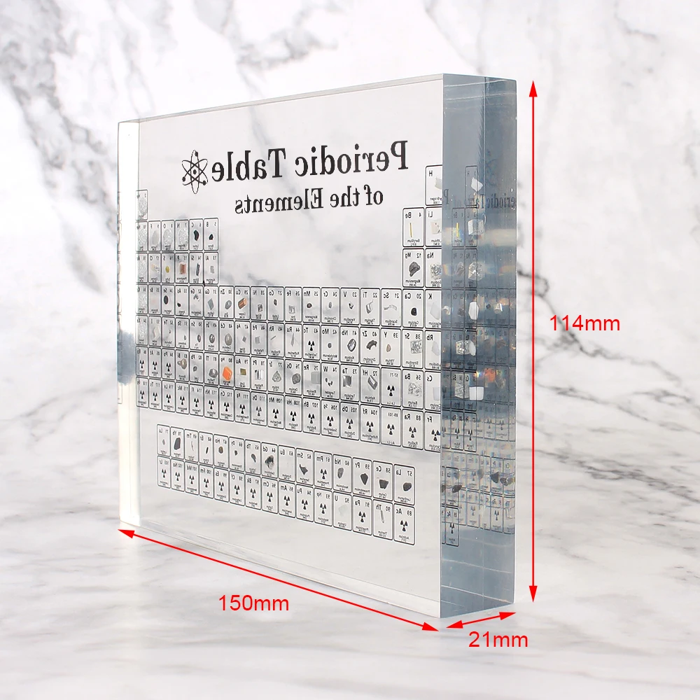 Chemical Element Display Acrylic Periodic Table Kids Teaching School Display With Real Elements Samples Letter Decoration