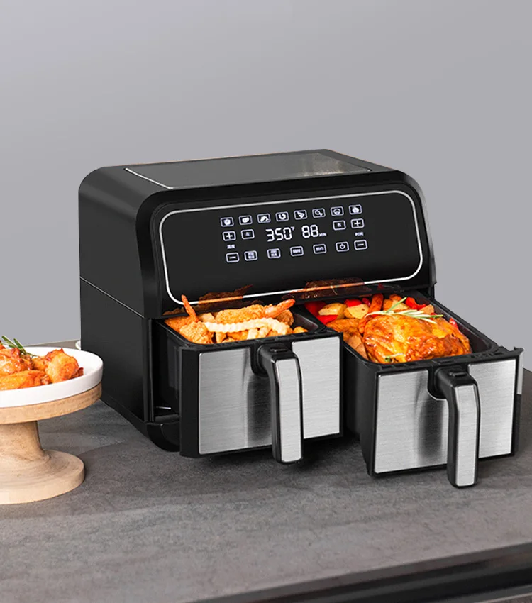 

Home Appliance Kitchen Bread Oven Two Frying Basket Large-capacity Multi-function 8L Automatic Oil-free air Fryer