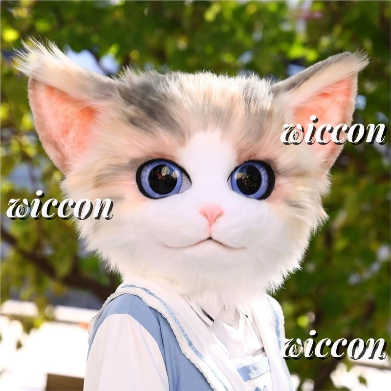 코스튬 애니메이션 코스프레 페르시아 고양이 모피 머리 마스크, 키그 모피 세트 모피 마스크, 부활절 파티 코스튬