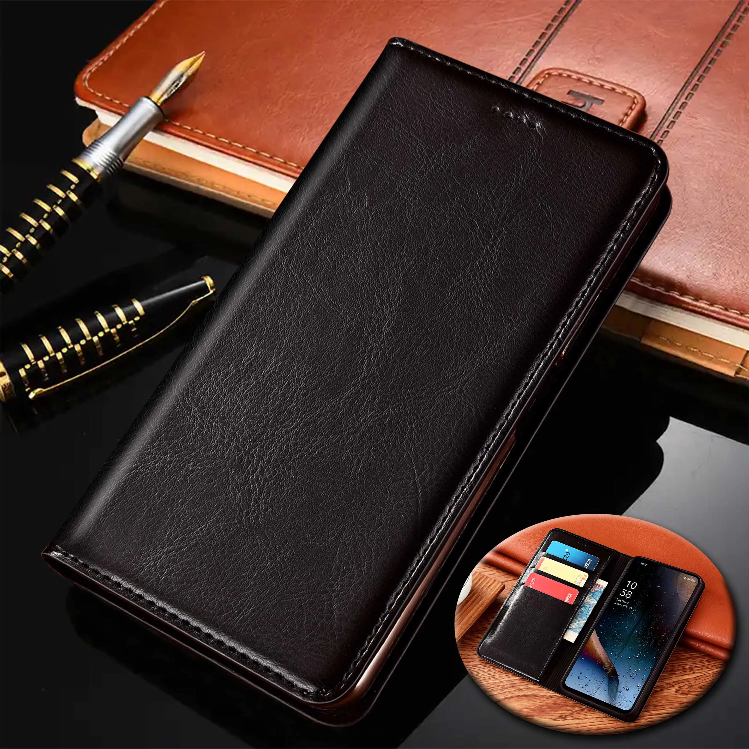 

For Tecno Pova 2 3 4 5 6 7 Neo Pro Ultra 4G 5G Crazy Horse Pattern Of Genuine Leather Flip Phone Case Cowhide