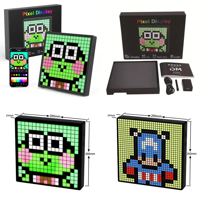 【CHIMU HOME】 Digital Photo Frame with 16x16 Pixel Art Programmable DIY LED Pixel Screen Display Board for Home Light