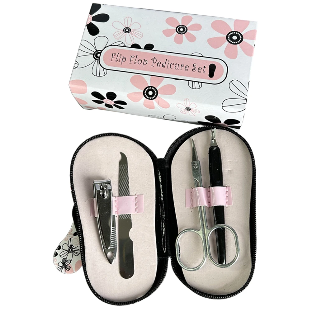 

Portable Manicure Set Professional Clipper Kit For Women Travel Pedicure Tools Stainless Steel Grooming Set Flowers Design Nail
