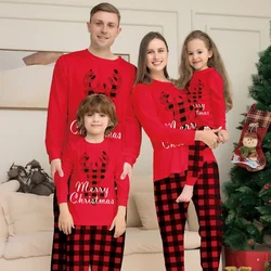 Merry Christmas Pajamas Set Fawn Plaid Print Mother Father Kids Matching Outfits Soft Cute 2pcs Suit Sleepwear Xmas Family Look