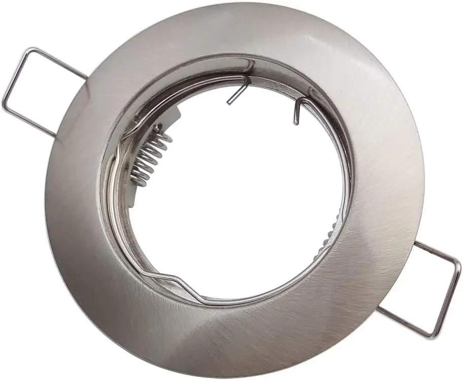 Metalen Ontwerp Rond Satijn Nikkel Mbedded Plafondlamp Behuizing Downlight Mr16 Gu10 Beugel Spotlight Oppervlak Ring Voor Interieur