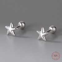 925 Sterling Silver Star Metal Stud Earrings for Girls Simple Originality Korean Fashion Ear Bone Nail Ladies Piercing Jewelry