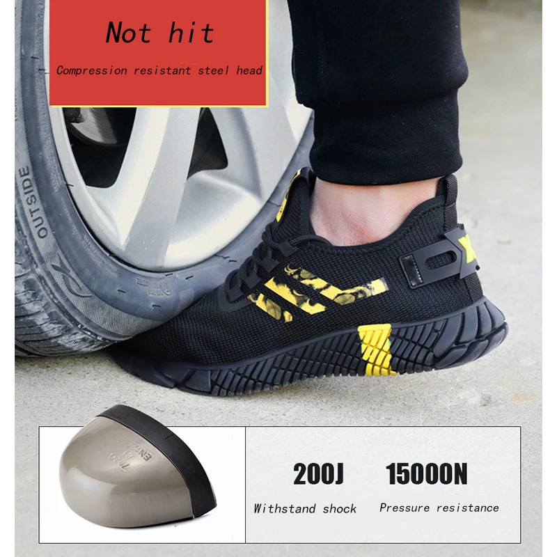 Anti impact Anti puncture Cross-border hot selling Steel head comfortable Lightweight Work protective shoes