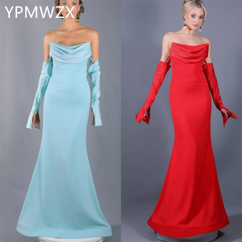 Customized Evening Dress Formal Party Occasion Women YPMWZX Strapless Sheath Floor Length Skirts Vertically Bespoke  Dre