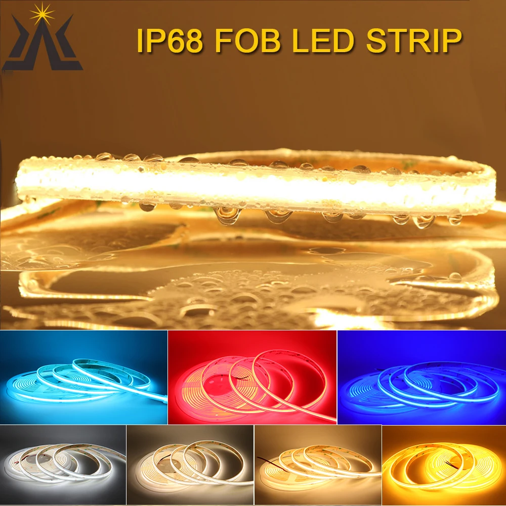 Waterproof IP68 COB LED Strips Flexible Light Bar LED Tape 12V 24V RA90 Warm Day Cool white Color for Outdoor Decor Lighting