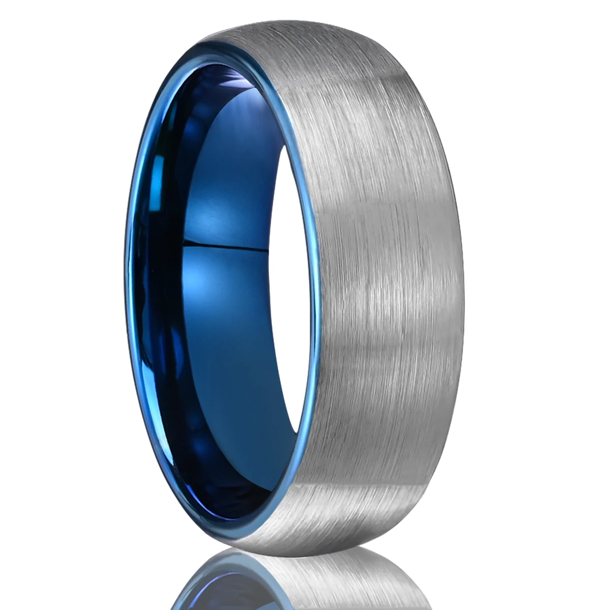 

7mm blue and silver color Men's Tungsten Carbide Ring Brushed Wedding band Engagement Ring, Comfortable Fit for Daily Wear。