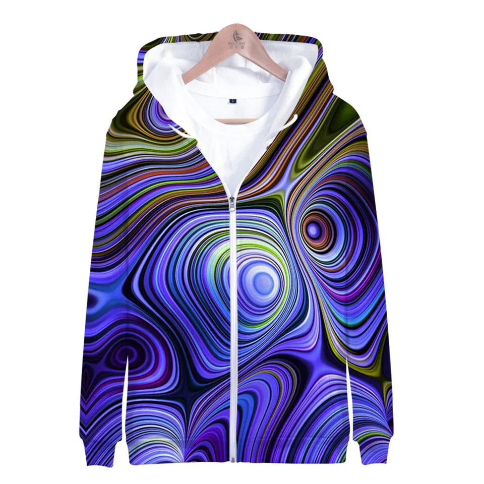 Colorful Spiral Dizzy Pattern Hoodie Men Women Optical Illusion Hoodies Sweatshirt Harajuku Tie Dye Jacket Coat Clothes