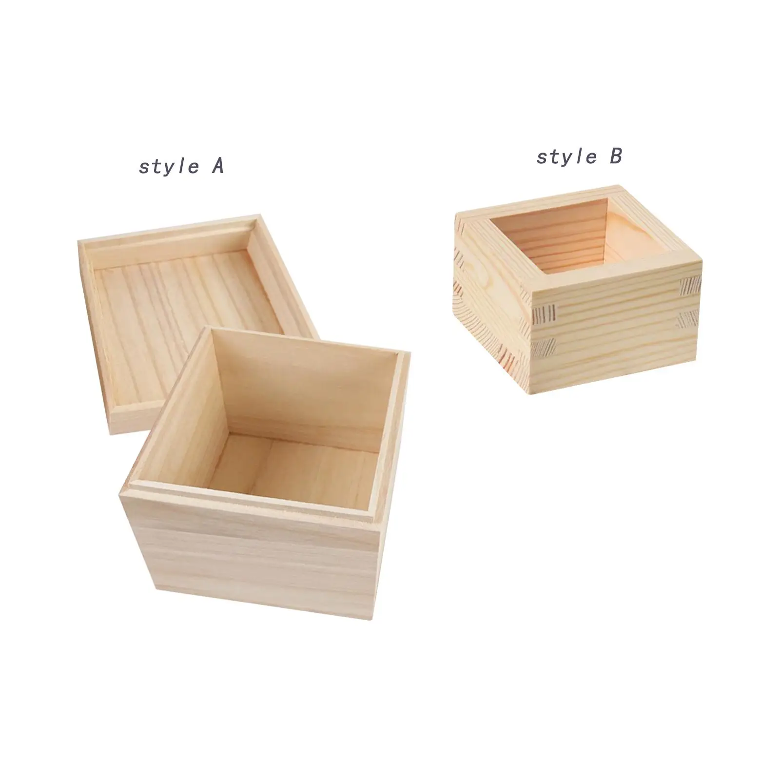 Wood Square Storage Box Organizer for Jewelry Crafts Collectibles Gift Container with Lid Decorative - view 3