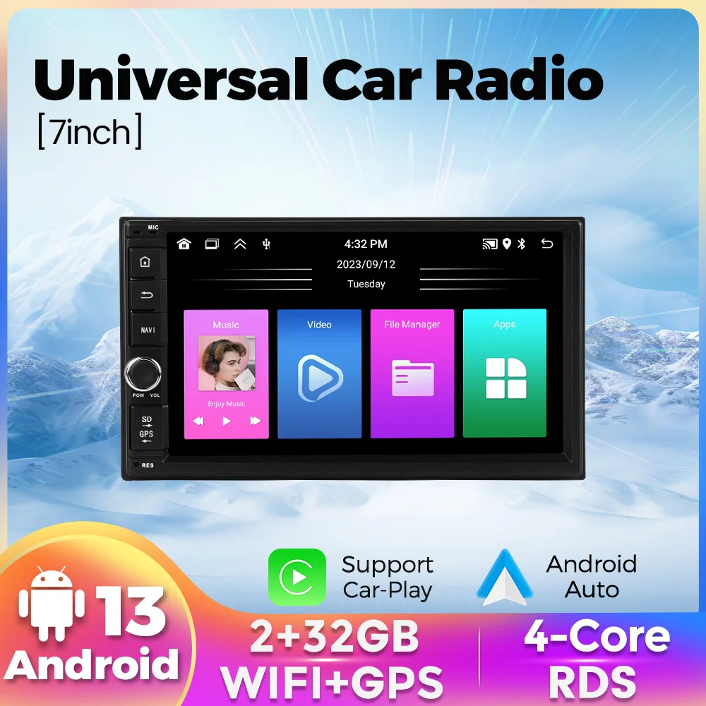 

Navifly 7" HD Touch Screen Android 13 Car Radio Autoradio Multimedia Video Player Universal 2 Din Car Stereo BT CarPlay Auto GPS