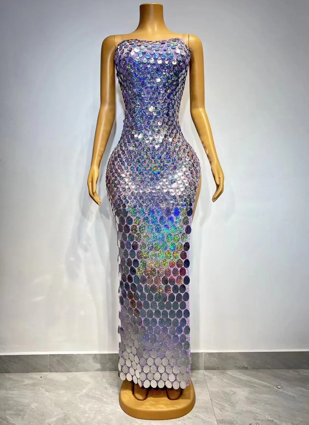 

Womens Sexy Sparkly Sequin Backless Dress Mermaid Cosplay Costume Elegant Slim Fit Long Dress Fashion club Party Evening Dress