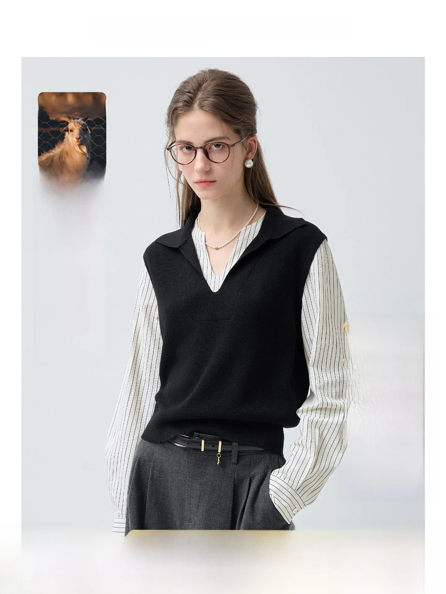 

Женская шерстяная вязаная рубашка большого размера, повседневная, в полоску, с комбинированными вставками, весенняя, универсальная, для полных женщин, в художественном стиле, стандартный крой V-образного выреза