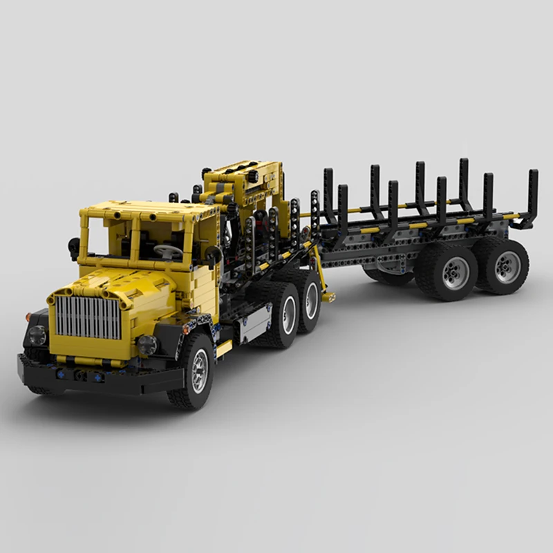 City Car Model MOC Building Bricks Holzlader Log Transport Vehicle Modular Technology Children Holiday Gifts Assemble Toys Suit