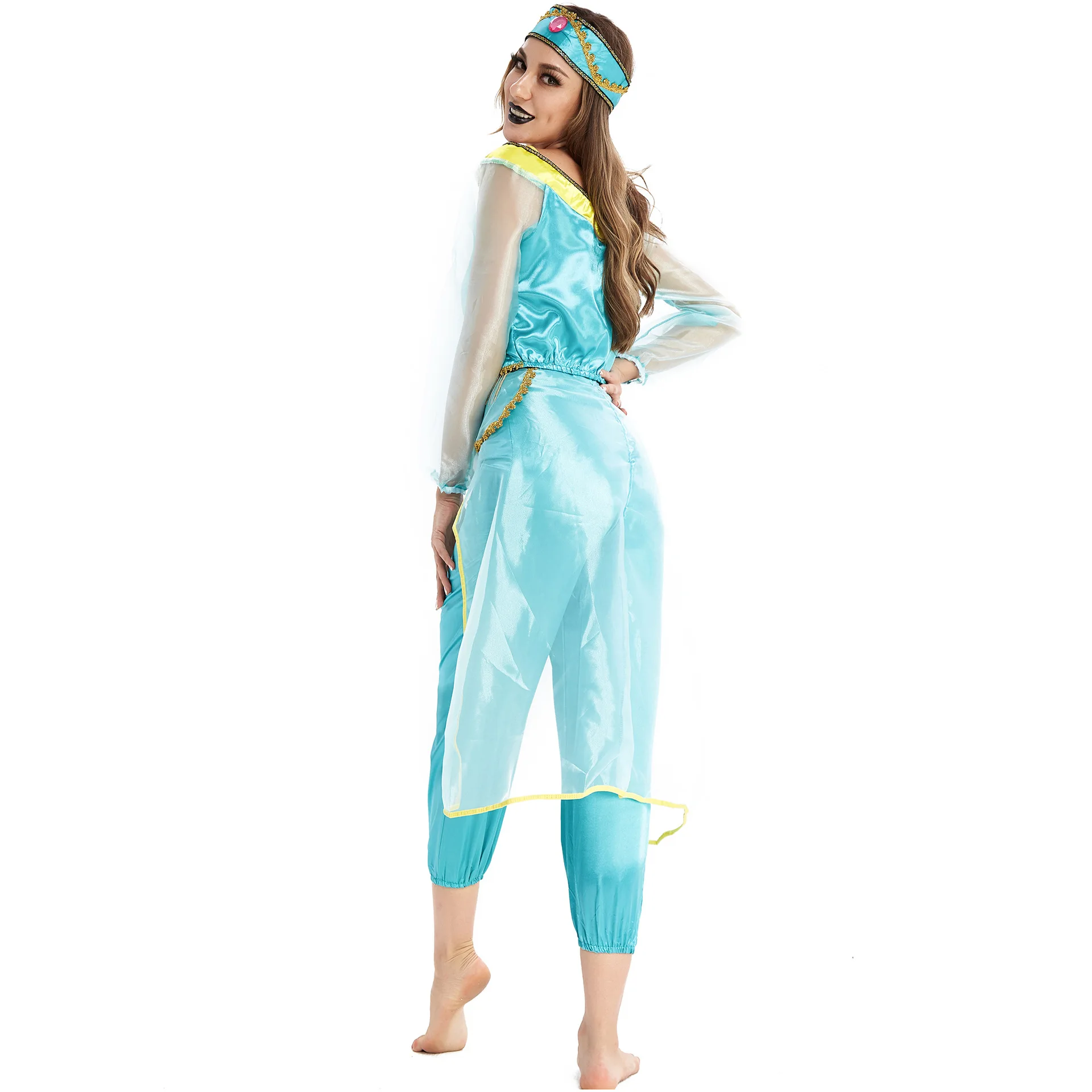 Prinzessin Aladdin Cosplay Kostüm Anime Jasmin Latin Tanz kleid Halloween Kleidung Anzug für erwachsene Frauen Rollenspiel Bühnen kostüm