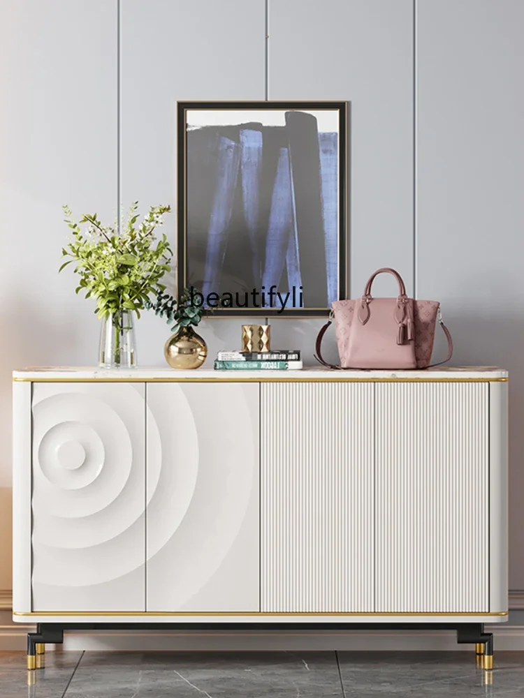 R yj Light Luxury Italian Style Entrance Cabinet Modern Minimalist Pandora Stone Plate Shoe Cabinet Hallway Sideboard Cabinet